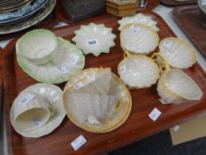 A parcel of Belleek shell-form tableware Condition reports are provided on request by email only for
