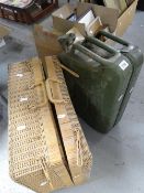 A picnic hamper, a vintage jerry can Condition reports are provided on request by email only for