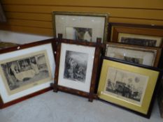 A parcel of framed antique paintings & prints Condition reports are provided on request by email