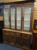 A vintage pine and glass dresser (distressed) Condition reports are provided on request by email
