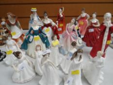 Eighteen Royal Doulton figurines Condition reports are provided on request by email only for this
