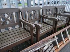 A set of six wooden outside garden chairs