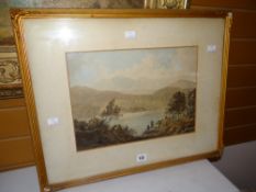 An eighteenth century British school watercolour of two figures overlooking an estuary, inscribed