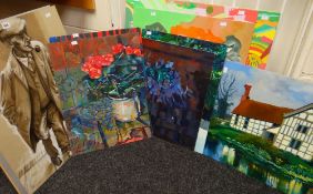 A parcel of unframed paintings on board by JOHN CHERRINGTON Condition reports are provided on