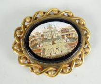 A micro-mosaic Vatican City brooch in outer yellow metal twist frame Condition reports are