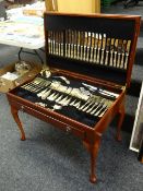 A neat canteen of 24ct gold plated Sheffield EPNS Queen Pattern cutlery (incomplete) Condition