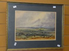 MICHAEL W KING watercolour - landscape, 25 x 37cms together with a pencil drawing of children