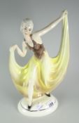 A Katzhutte Art Deco figure of a Flamenco dancer on an oval base, 32cms high Condition reports are
