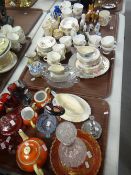 A quantity of glassware including antique cranberry glass, carnival glass & a quantity of mixed