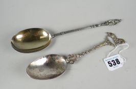 A silver apostle spoon & another sterling silver spoon with horse finial Condition reports are