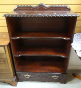 A reproduction mahogany open bookcase Condition reports are provided on request by email only for