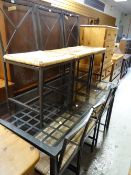 A modern glass topped Continental-style dining table & six matching rush seated chairs Condition