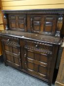 A Priory or similar stained linen-fold cupboard Condition reports are provided on request by email