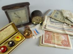 A parcel of small collectables including travel clock, drum-type timepiece ETC Condition reports are