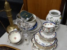 A quantity of George Jones floral teaware, Portmeirion vase, glass sculpture ETC Condition reports