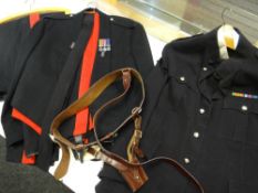Two officer's army dress uniforms complete with waistcoat, blazer, trousers ETC from Major F J