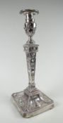 A quality Victorian classical design silver candlestick, hallmarked London 1884 & with later