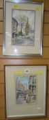 DENNIS LASCELLES watercolours, a pair - Trinity Street, Cardiff & Llandaff, signed & dated 1986,
