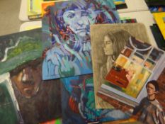 JOHN CHERRINGTON ten unframed paintings on board, mainly abstract compositions Condition reports