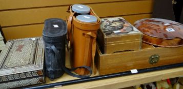 A parcel of collectables including chess set binoculars, silver topped cane ETC Condition reports