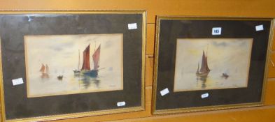 A pair of small watercolours & sailing boats, signed HARVEY Condition reports provided on request by