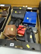 Approx ten assorted cameras including retro 1950s film cameras, movie camera, new boxed Vivitar