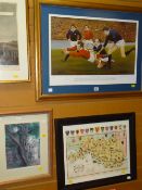 A framed limited edition print entitled 'Rugby's Greatest Player', signed by the artist & Gareth