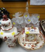 Three items of Masons Mandalay Red tableware & a quantity of glassware Condition reports provided on