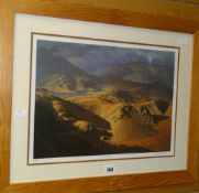 Signed limited edition (26/850) coloured print by DAVID WOODFORD of Snowdonia, entitled 'Llydaw'