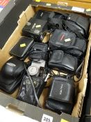 Approx ten assorted cameras including retro 1950s film cameras, Eumig movie camera, Polaroid 340