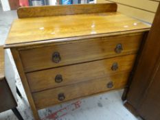 A vintage railback chest of three long drawers Condition reports provided on request by email for
