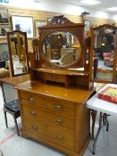 A mirror back dresser over three drawers, 168 (l) x 100 (l) x 46 (d) cms, together with a wooden