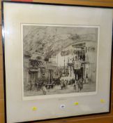 WILLIAM WALCOT etching - architectural study with figures, titled to mount 'The Atrium', signed