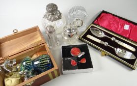 A parcel of collectables including silver topped dressing table glass, Waterford crystal glass