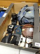 Approx ten assorted cameras including retro 1950s film cameras, Polaroid Land camera, Eumig movie