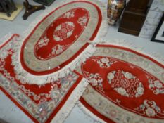 Three matching Chinese washed rugs Condition reports provided on request by email for this auction