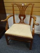 An antique farmhouse elbow chair with drop-in seat Condition reports provided on request by email