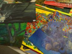 JOHN CHERRINGTON ten unframed paintings on board, mainly abstract compositions Condition reports