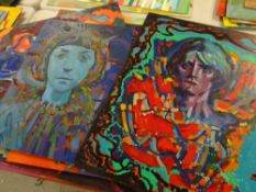 JOHN CHERRINGTON twelve unframed paintings on board, mainly abstract compositions Condition