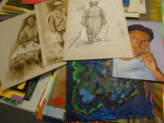 JOHN CHERRINGTON fourteen unframed paintings on board, mainly abstract compositions Condition