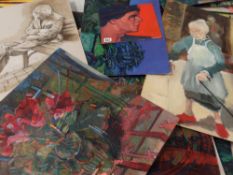 JOHN CHERRINGTON fifteen unframed paintings on board, mainly abstract compositions Condition reports