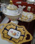 Two items of twentieth century Meissen porcelain & a Dresden porcelain covered twin-handled vase