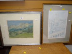 A GORDON STUART oil painting of an alpine scene with pine trees together with a limited edition