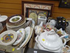 A tile-top tray & another together with a quantity of mixed china including display plates ETC