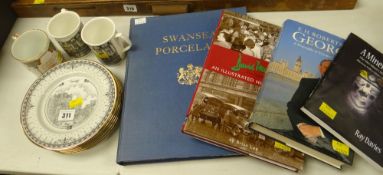 A small parcel of modern china & four Welsh cultural books including Swansea Porcelain by W D John