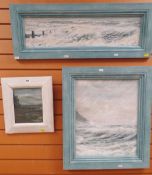 MICHAEL MOSS three oil paintings - one on board of gulls on the shoreline, second on canvas with the
