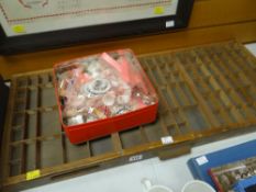 A vintage printers block dispenser & a quantity of china thimbles ETC Condition reports provided