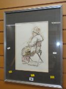 GORDON STUART watercolour of a lady seated on a deck chair, signed, 34 x 24cms Condition reports