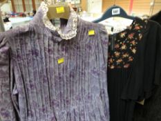 A vintage Laura Ashley corduroy purple patterned dress & another Condition reports provided on
