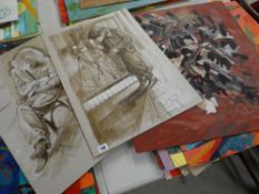 JOHN CHERRINGTON twelve unframed paintings on board, mainly abstract compositions Condition